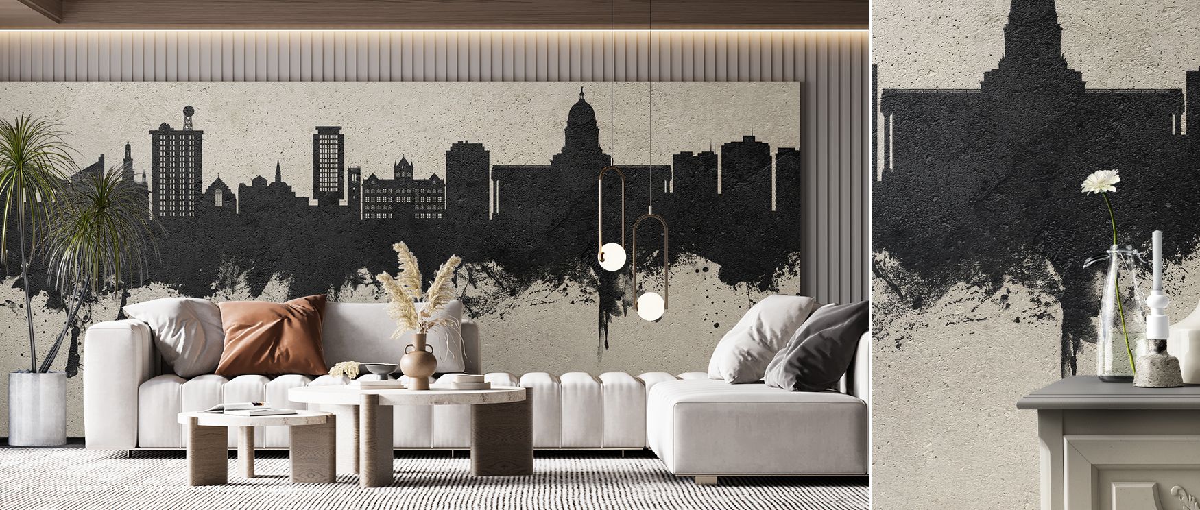Madison Wisconsin Skyline Concrete Wallpaper reflects metropolitan spirit shaped in textured imagery. Perfect for bedrooms or offices, it enriches interiors with strength. Each motif conveys artistry, ensuring walls resonate with grit, pride, and heritage