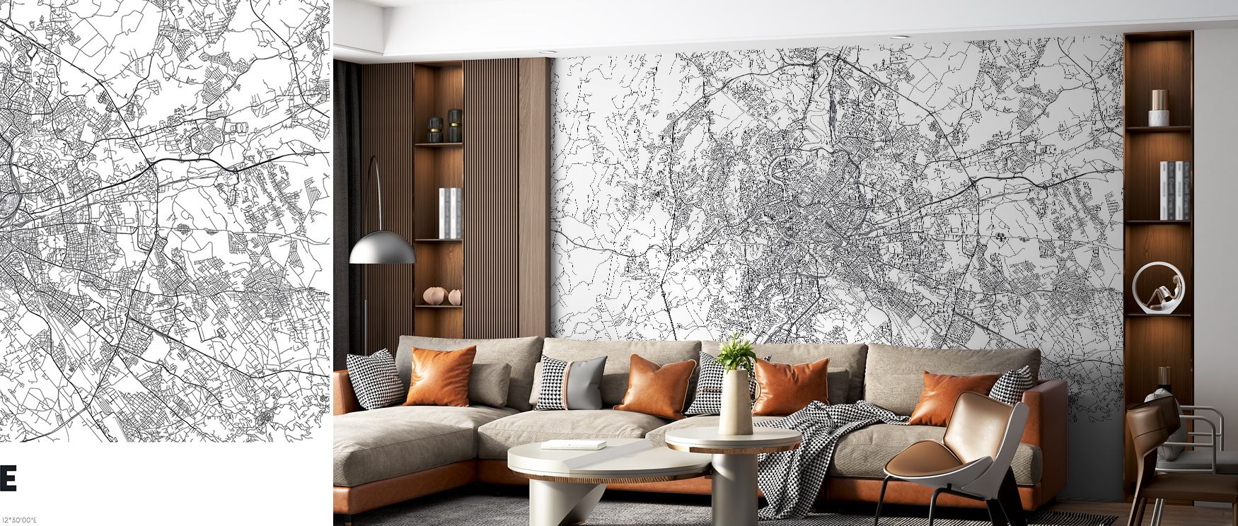 Map of Rome Wallpaper blossoms with cartographic patterns shaped in tone. Perfect for offices or bedrooms, it enriches atmosphere with rhythm. Each motif conveys artistry, ensuring walls reflect cultural identity, pride, and timeless character that resona
