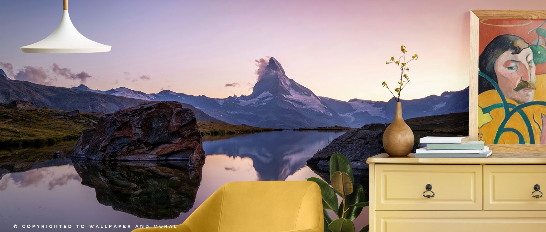 Matterhorn Reflections Pink Wallpaper thrives on alpine rhythm expressed in layered imagery. Perfect for living rooms or bedrooms, it enriches interiors with calm strength. Each motif conveys artistry, ensuring walls resonate with creativity, serenity, an
