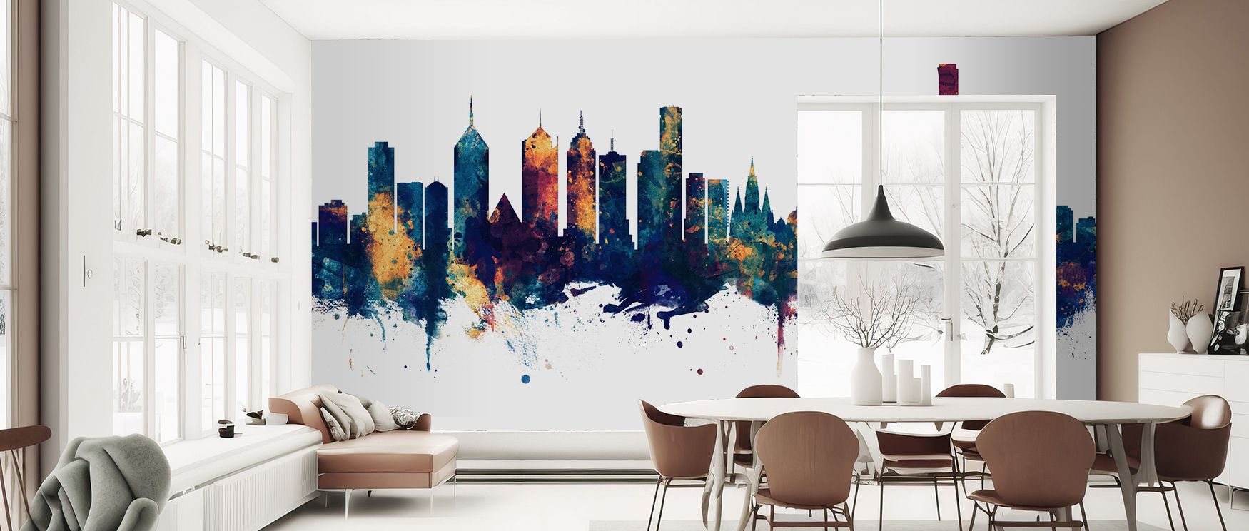 Melbourne Australia Skyline Blue & Bronze Wallpaper presents radiant skyline imagery shaped in layered tone. Perfect for living rooms or offices, it enriches atmosphere with resonance. Each motif conveys artistry, ensuring walls resonate with cultural pri