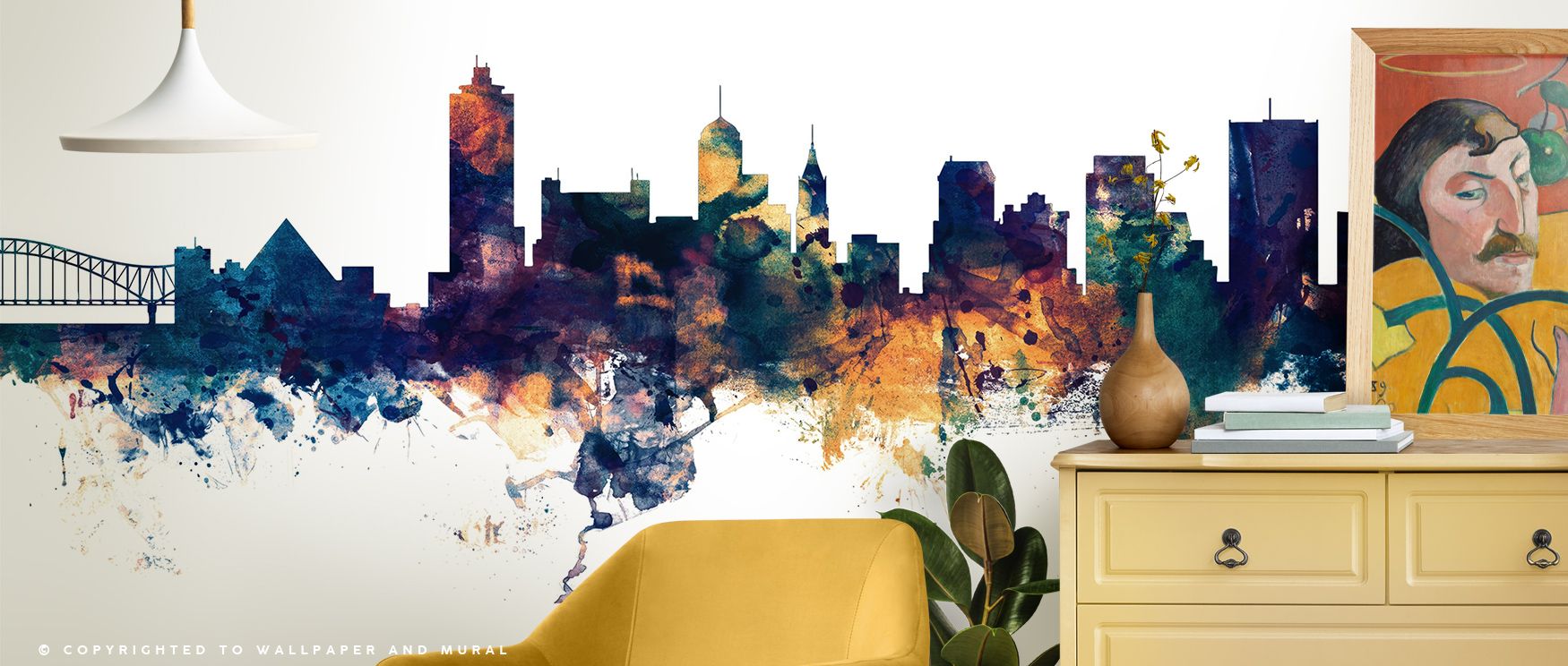 Rhythmic forms emerge in the Memphis Tennessee Skyline Blue & Bronze Wallpaper, blending tone and line into cultural imagery. Its composition enriches bedrooms or offices with atmosphere of strength and refinement. Each surface becomes alive with elegance