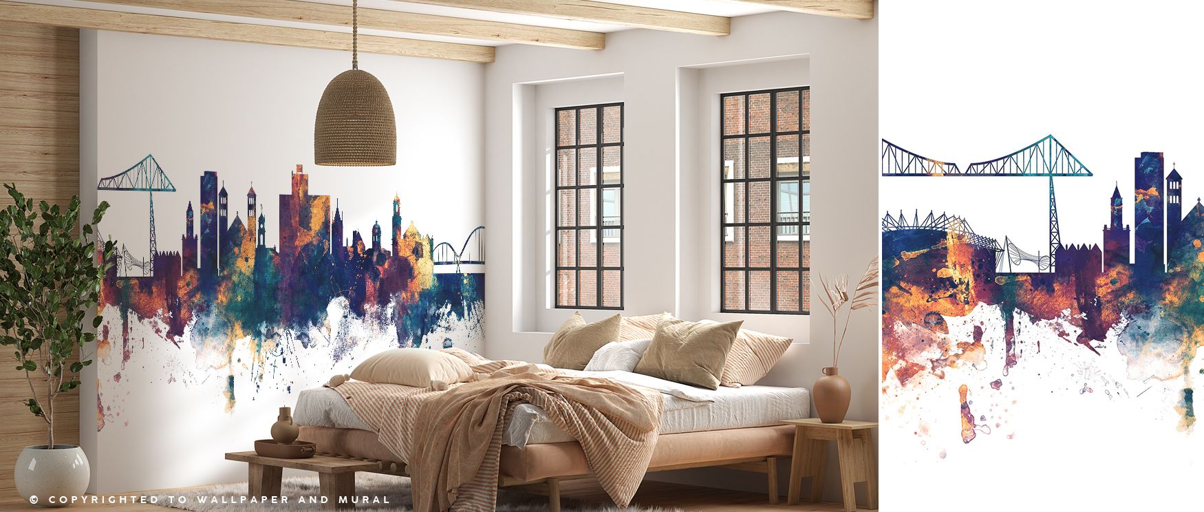 Architectural strength emerges in the Middlesbrough England Skyline Blue & Bronze Wallpaper, where forms rise in rhythmic tone. Blue depth and bronze warmth enrich composition, turning living rooms or bedrooms into interiors filled with sophistication. Th