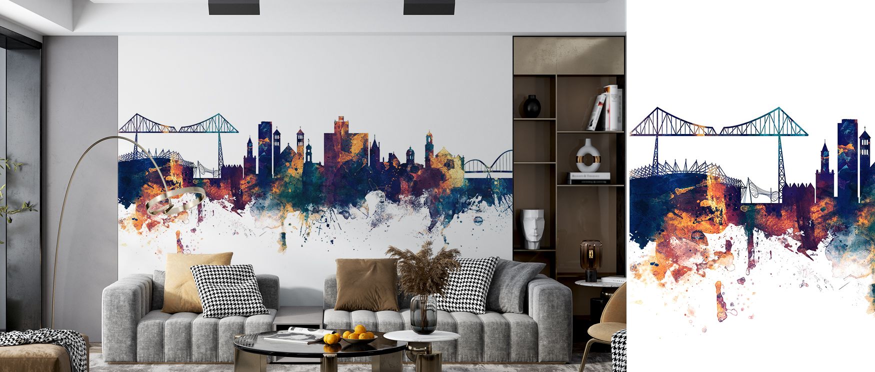 Layers of cultural imagery shape the Middlesbrough England Skyline Blue & Bronze Wallpaper, where blue depth meets bronze brilliance. Interiors gain atmosphere enriched with rhythm, making offices or bedrooms resonate with design presence and sophisticati