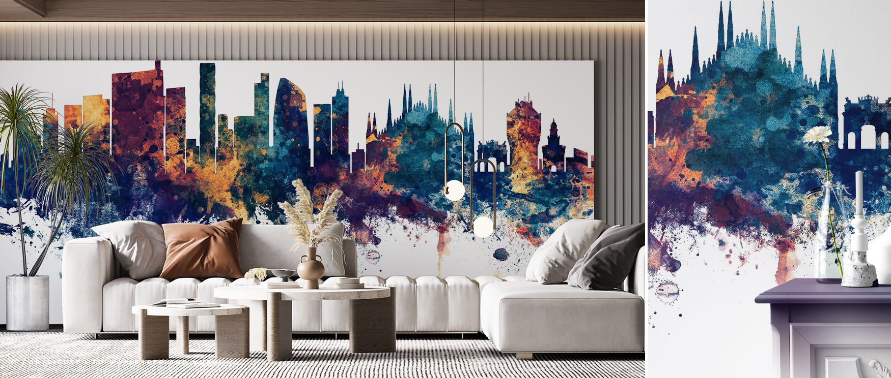 Blue and bronze tones interact gracefully within the Milan Italy Skyline Blue & Bronze Wallpaper, enriching walls with vitality. Its imagery reflects Milan’s character, blending culture and design. Bedrooms or offices gain a refined backdrop where atmosph