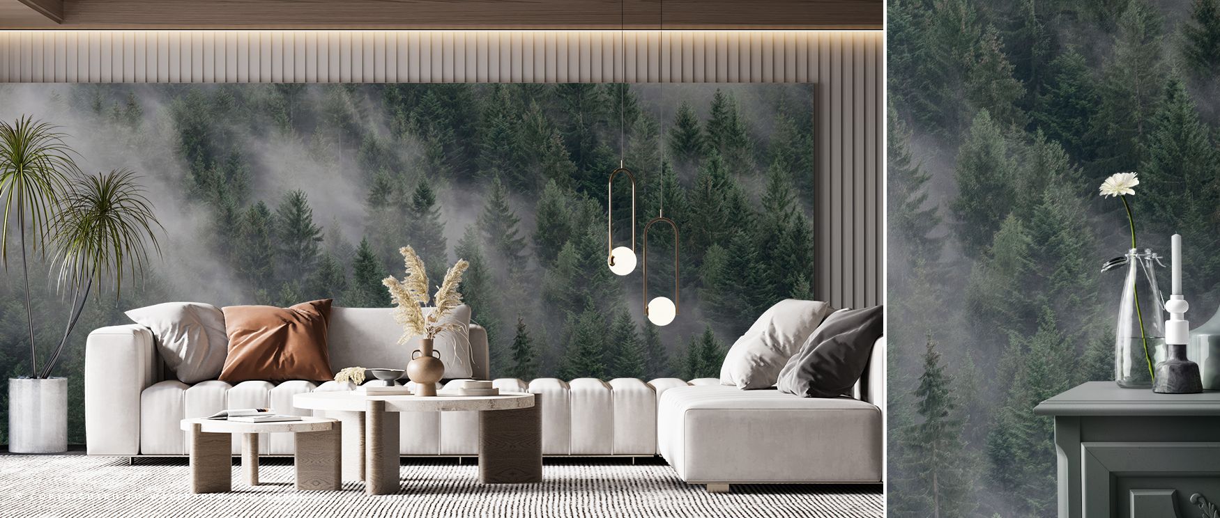Misty Hill Side Wallpaper reveals landscapes filled with poetic charm, where fog softens distance into gentle forms. Its tones add depth and serenity, turning interiors into peaceful retreats. In bedrooms or offices, the wallpaper enriches spaces with nat