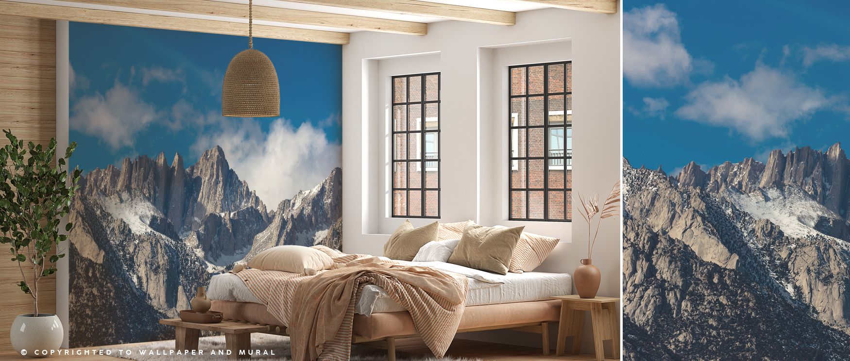 Mount Whitney Pride Wallpaper reflects grandeur through sweeping peaks, where tones suggest calm strength. Its imagery enriches bedrooms or offices, creating atmosphere alive with serenity. Walls become infused with composure, turning interiors into space
