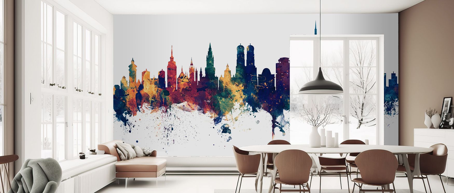 Munich Skyline Blue & Bronze Wallpaper carries cultural vitality in its imagery, where blue depth meets bronze warmth. Its tones enrich bedrooms or offices, creating atmosphere alive with balance. Interiors gain sophistication, turning walls into metropol