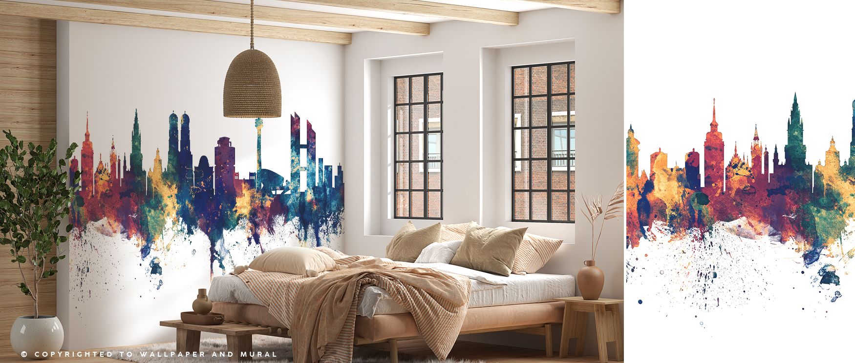 Architectural silhouettes rise boldly in the Munich Skyline Blue & Bronze Wallpaper, where tonal interplay conveys rhythm. Its imagery enriches living rooms or offices, creating atmosphere filled with refinement. Walls gain presence, reflecting cultural d