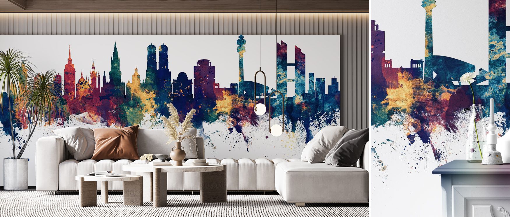 Layers of imagery define the Munich Skyline Blue & Bronze Wallpaper, where blue tones reflect calmness and bronze highlights warmth. Its composition enriches offices or bedrooms, creating atmosphere alive with elegance. Interiors gain rhythm, turning wall