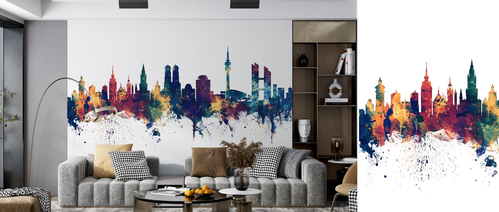 Munich Skyline Blue & Bronze Wallpaper conveys vitality across architectural forms, where tonal contrasts enrich composition. Its design reflects cultural elegance, enriching bedrooms or offices with rhythm. Interiors become metropolitan landscapes alive 