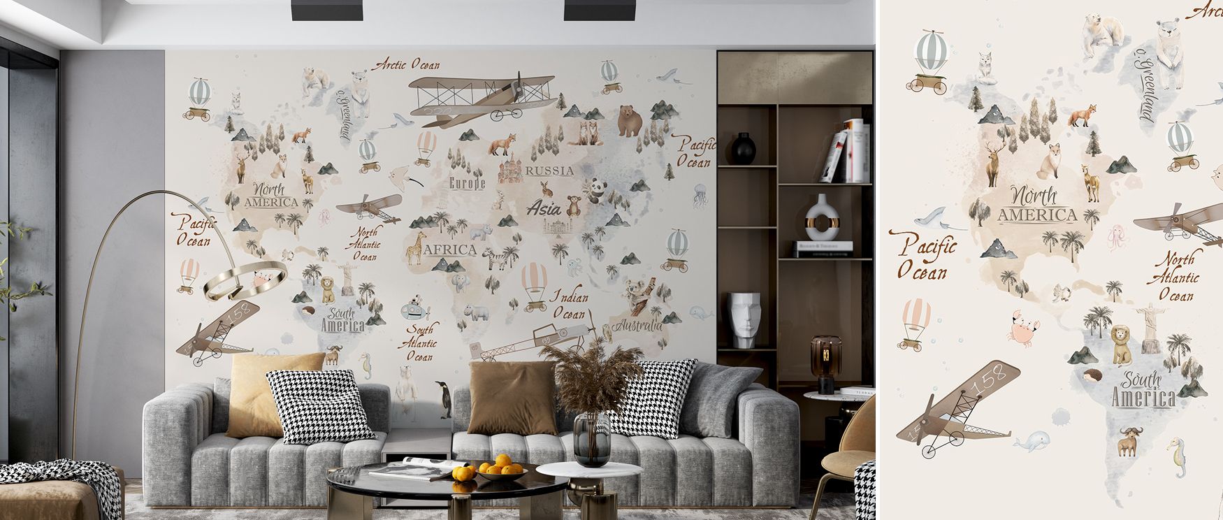 My First World Map Wallpaper reflects delight through whimsical motifs, where imagery conveys discovery. Its design enriches bedrooms or playrooms, creating atmosphere alive with imagination. Walls gain energy, turning interiors into educational spaces fi