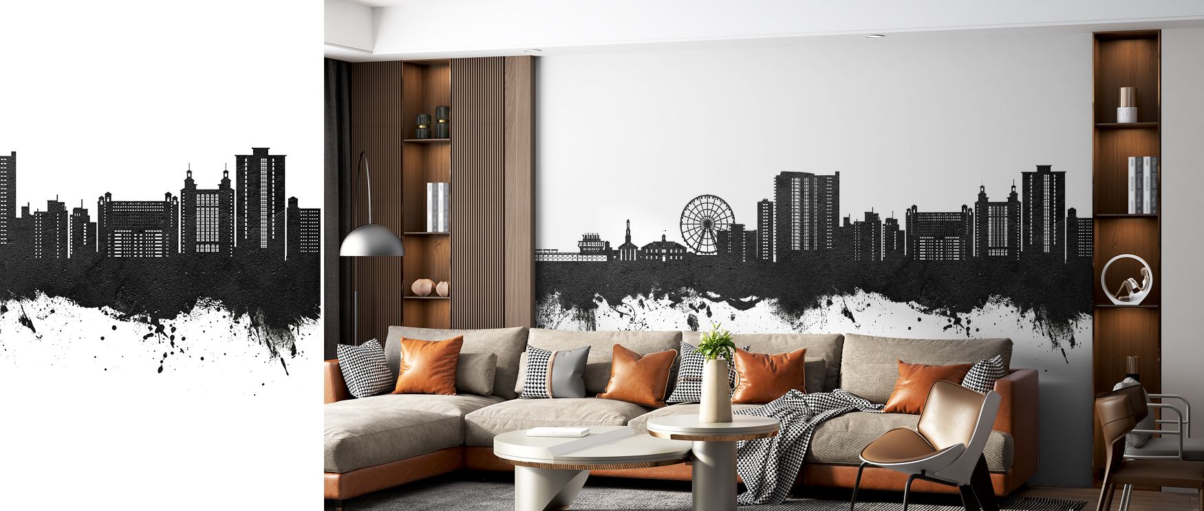 Cultural elegance flows in the Myrtle Beach South Carolina Skyline Black & White Wallpaper, where tones reflect history. Its design enriches bedrooms or offices, creating atmosphere filled with sophistication. Walls become enriched with composure, carryin