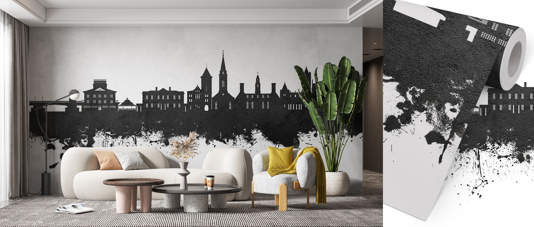 New Bern North Carolina Skyline Black & White Wallpaper layers imagery across tonal depth, where silhouettes reflect history. Its design enriches bedrooms or offices, creating atmosphere filled with refinement. Walls resonate with balance, turning interio