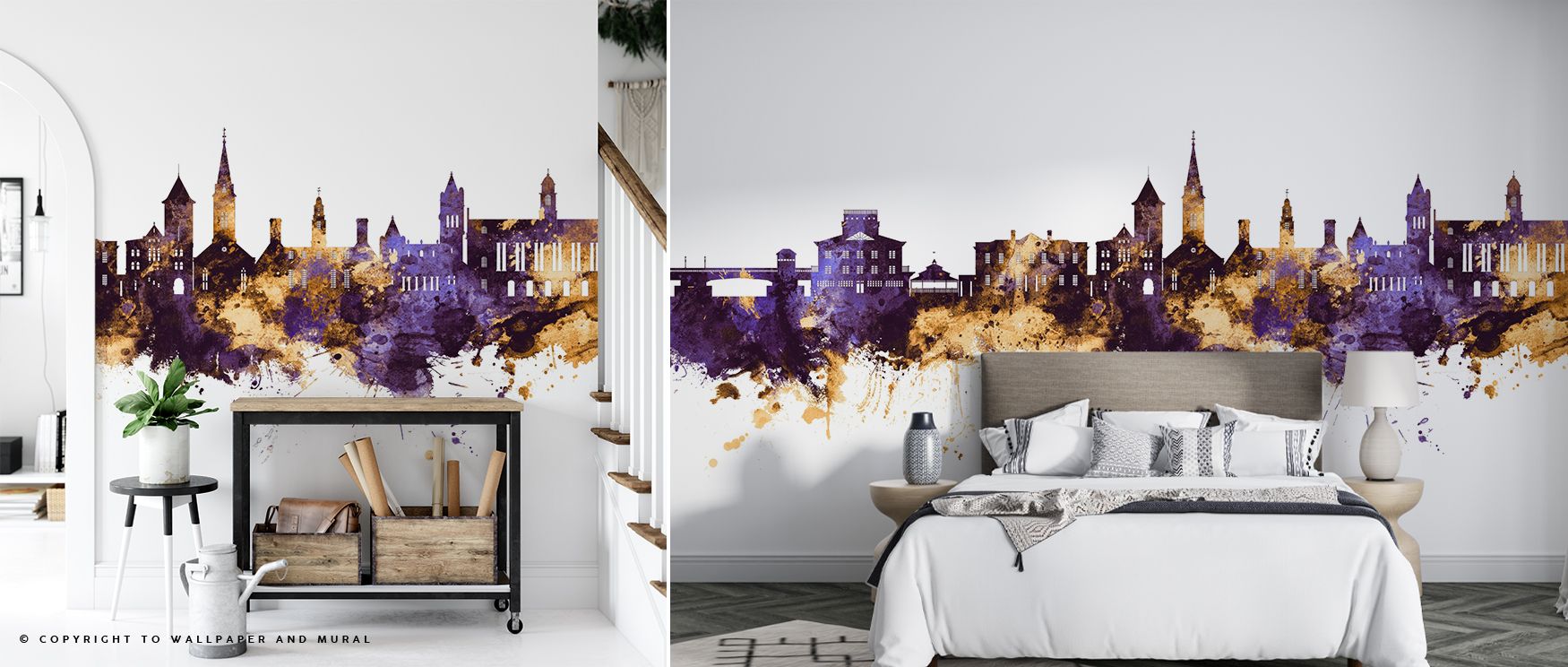 Refined rhythm emerges in the New Bern North Carolina Skyline Purple & Gold Wallpaper, where tones highlight imagery. Its design enriches bedrooms or offices, creating atmosphere filled with composure. Walls gain refinement, turning interiors into cultura