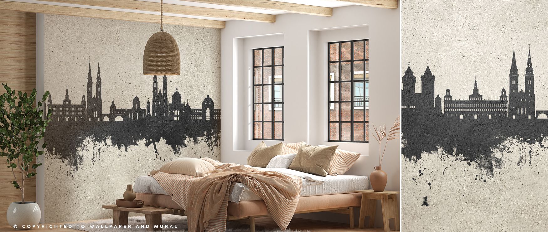 Architectural strength defines the Nuremberg Germany Skyline Concrete Wallpaper, where motifs rise against muted textures that suggest permanence. Each silhouette resonates with cultural charm, enriching walls with sophistication. The design balances hist