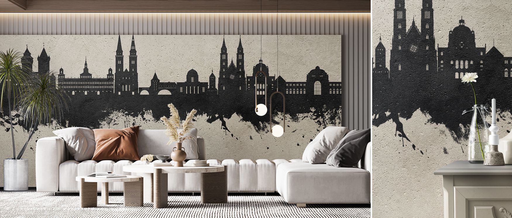Urban charm flows across the Nuremberg Germany Skyline Concrete Wallpaper, where silhouettes extend with balance across textured tones. Each detail radiates heritage, offering atmosphere of strength and permanence. The muted shades provide calm clarity, f