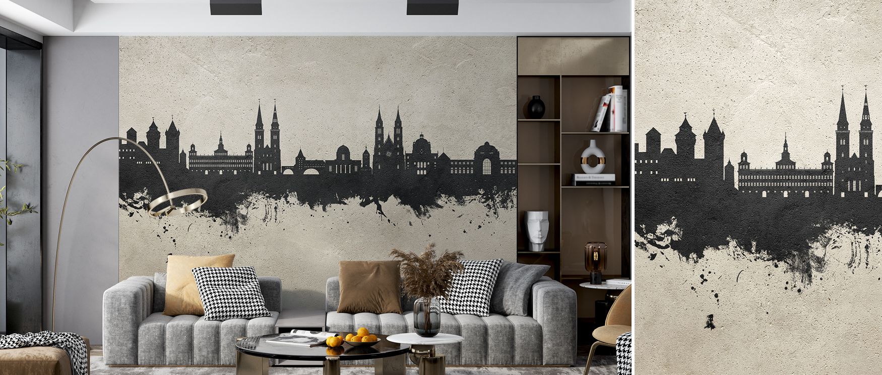 Historical strength resonates in the Nuremberg Germany Skyline Concrete Wallpaper, where architectural motifs appear layered upon textured tones. The composition radiates sophistication, offering interiors atmosphere filled with cultural clarity. Each det