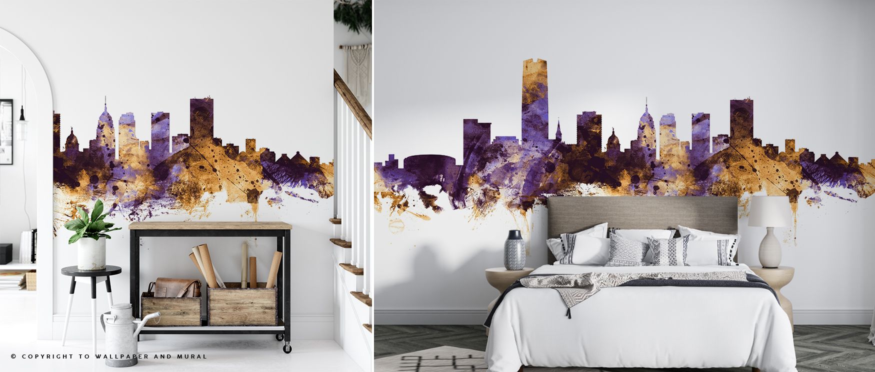 Oklahoma City Skyline Purple & Gold Wallpaper layers radiant tones across architectural silhouettes, where imagery reflects rhythm. Its design enriches bedrooms or offices, creating atmosphere alive with elegance. Walls resonate with composure, turning in