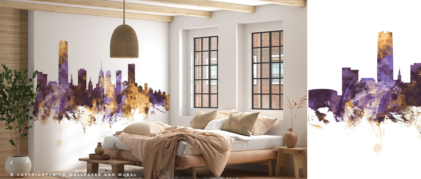 Radiance defines the Oklahoma City Skyline Purple & Gold Wallpaper, where purple depth merges with golden highlights. Its imagery enriches living rooms or bedrooms, creating atmosphere alive with sophistication. Walls resonate with balance, turning interi