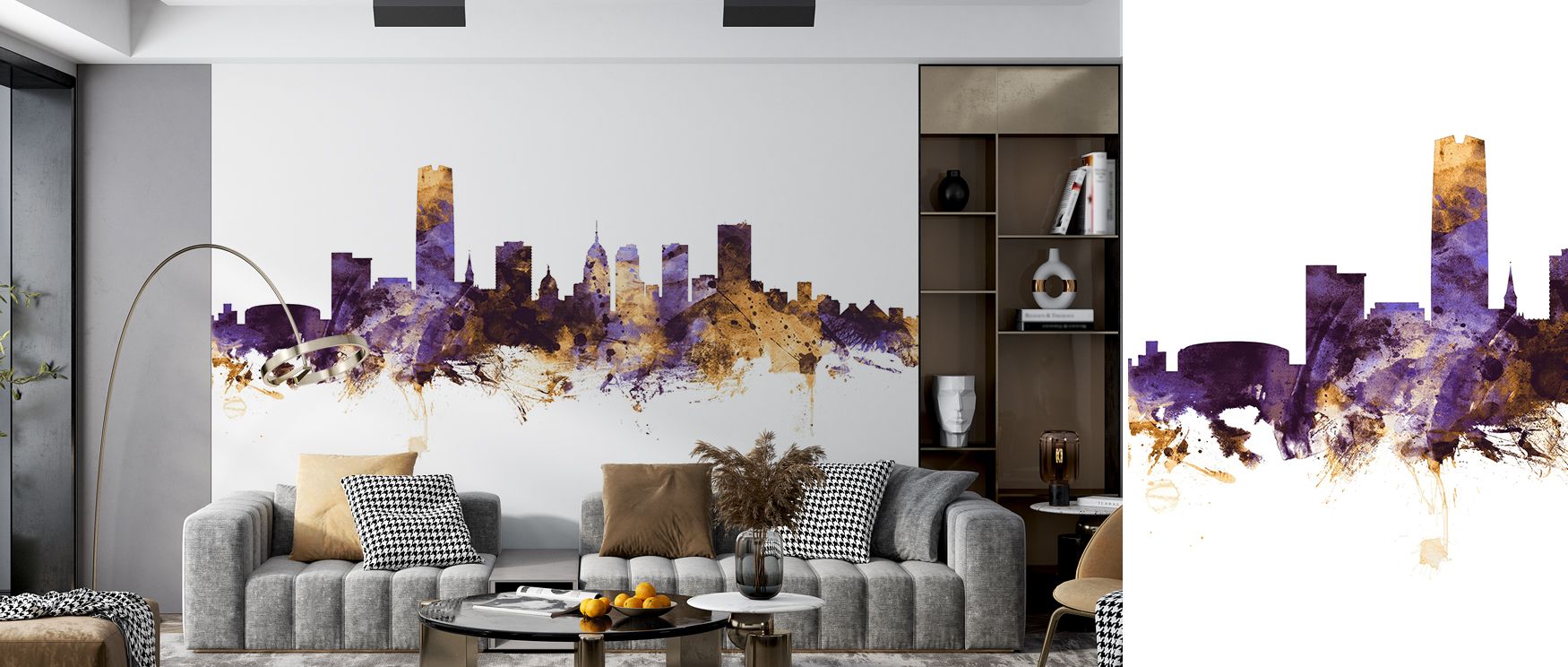 Urban elegance flows in the Oklahoma City Skyline Purple & Gold Wallpaper, where tones reflect rhythm. Its design transforms living rooms or bedrooms into interiors filled with sophistication. Walls resonate with cultural vitality, shaping reflective sett