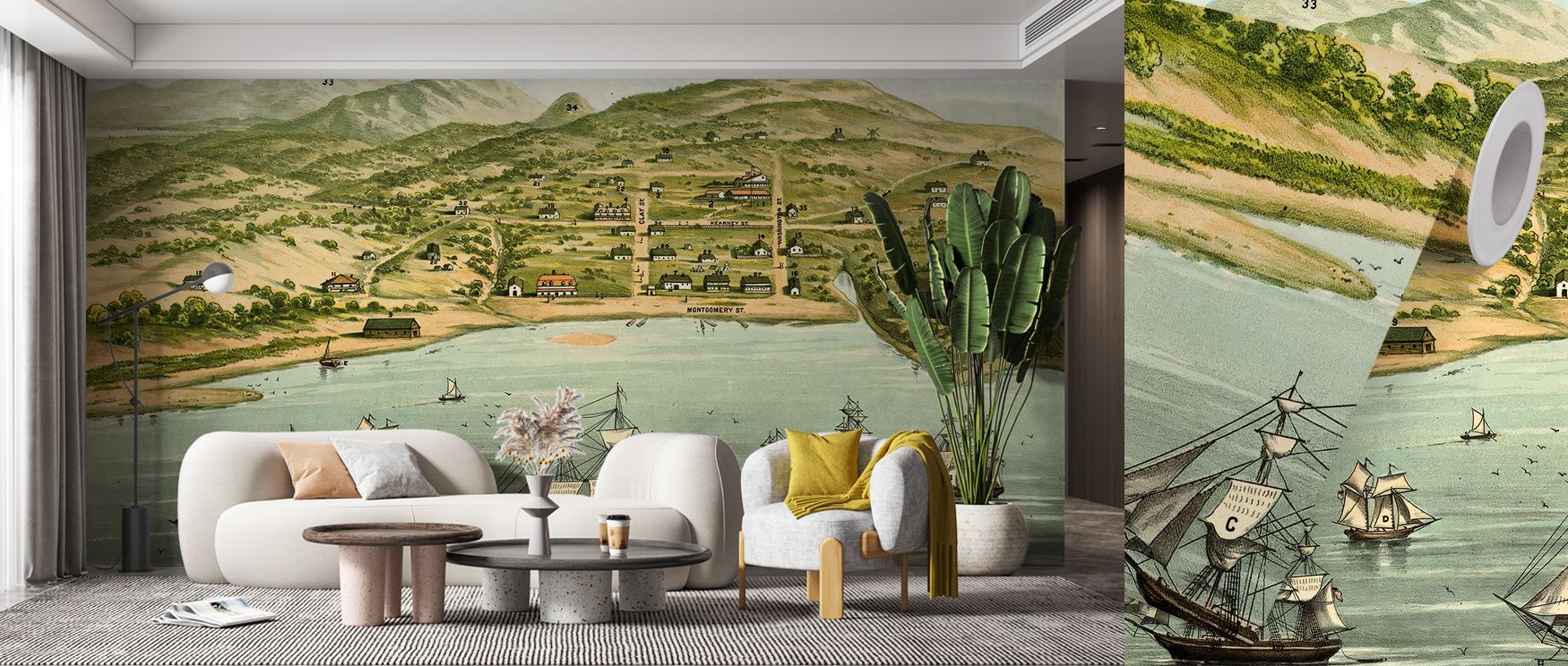 Old View of San Francisco Wallpaper reflects historical rhythm, where imagery conveys composure. Its design enriches bedrooms or offices, creating atmosphere alive with balance. Walls resonate with charm, turning interiors into reflective landscapes enric