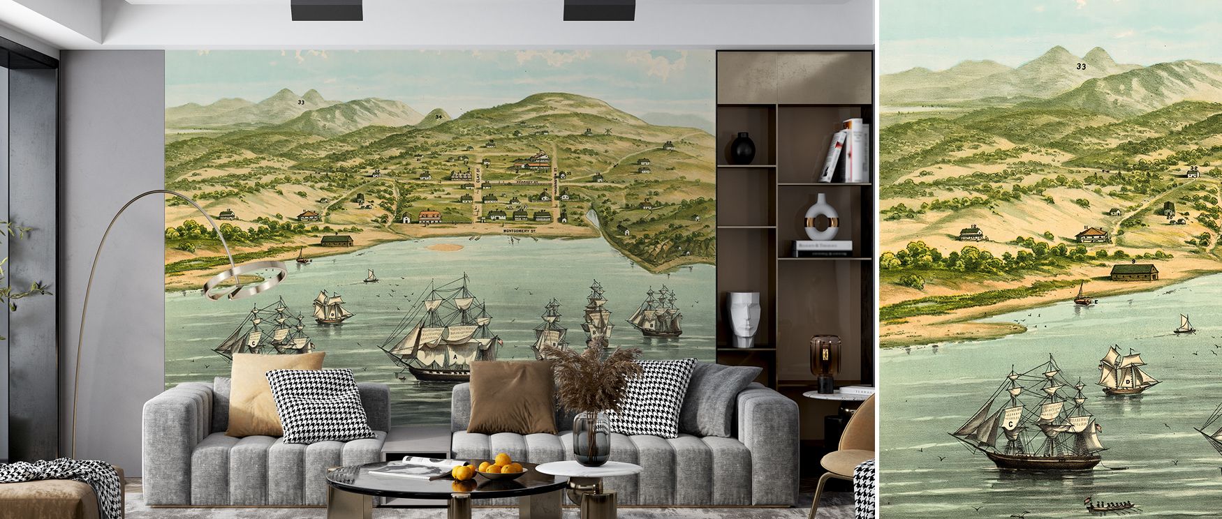 Old View of San Francisco Wallpaper conveys cultural presence through historical forms. Its design enriches bedrooms or living rooms, creating atmosphere alive with serenity. Walls resonate with balance, shaping interiors into reflective landscapes enrich