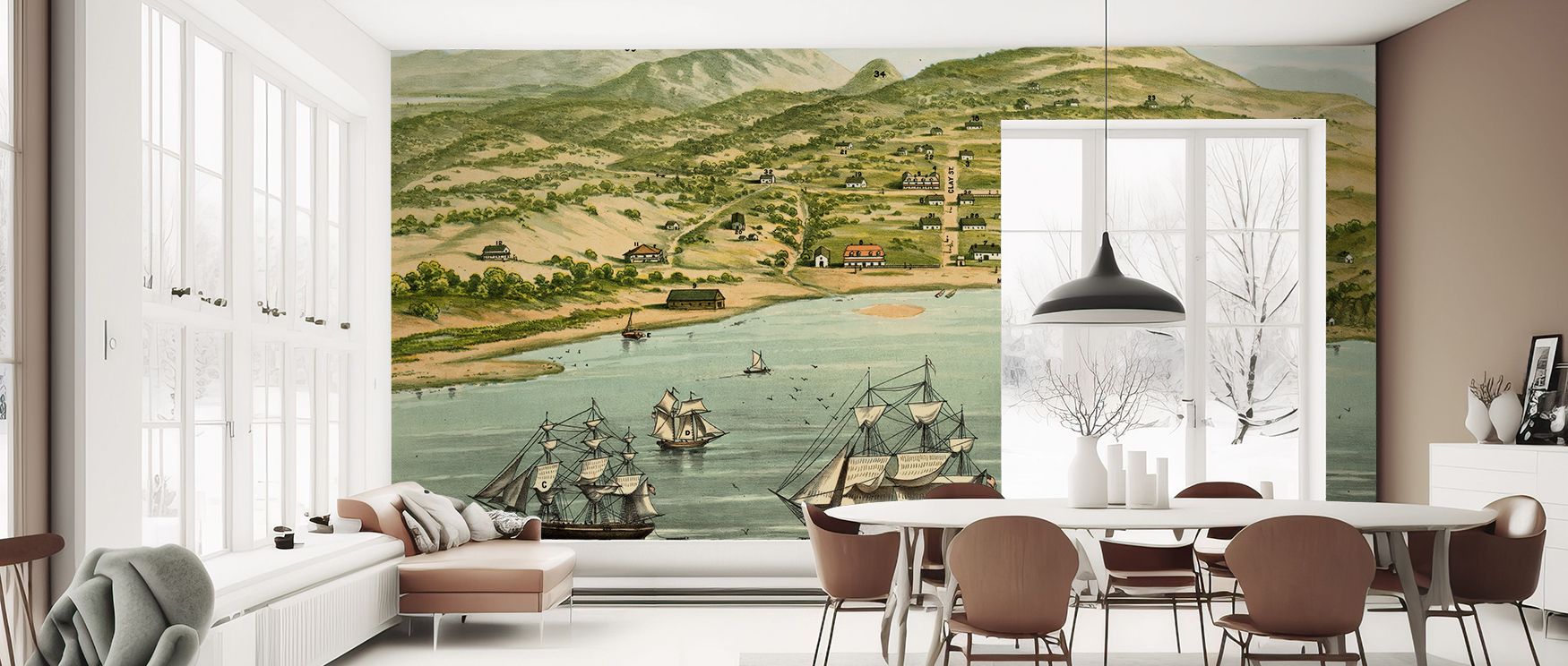 The Old View of San Francisco Wallpaper layers tones into imagery filled with elegance. Its design enriches living rooms or bedrooms, creating atmosphere alive with history. Walls resonate with refinement, turning interiors into reflective landscapes enri