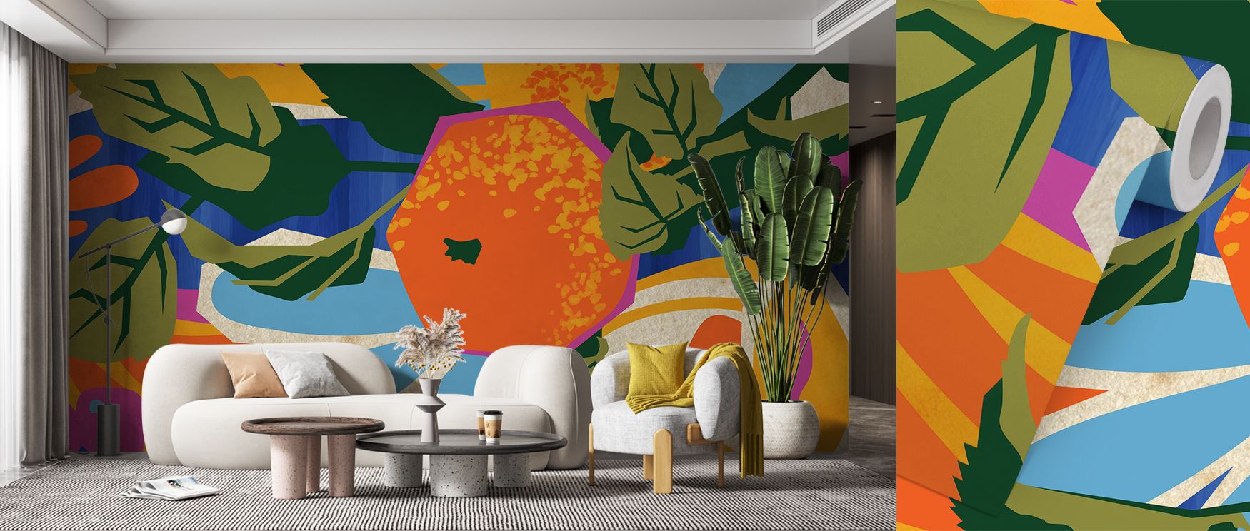 Orchard Mandarin Cool Wallpaper reflects natural charm, where imagery conveys vitality. Its design enriches bedrooms or kitchens, creating atmosphere alive with serenity. Walls resonate with balance, turning interiors into reflective spaces enriched with 
