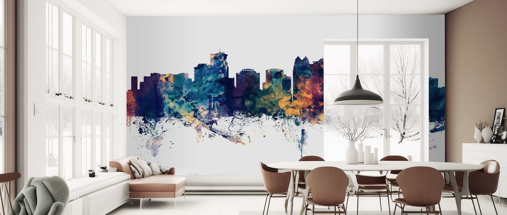 Orlando Florida Skyline Blue & Bronze Wallpaper reflects cultural strength through radiant imagery, where tones enrich composition. Its design enriches bedrooms or living rooms, creating atmosphere filled with elegance. Walls resonate with composure, turn