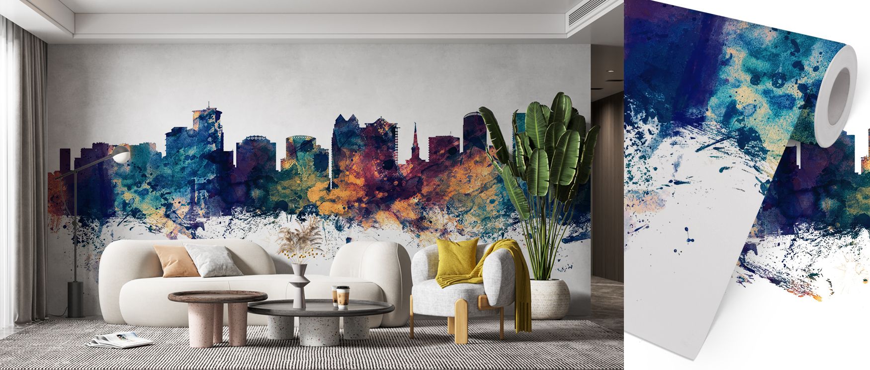 Urban vitality flows in the Orlando Florida Skyline Blue & Bronze Wallpaper, where tones enrich imagery. Its design transforms living rooms or bedrooms into spaces filled with elegance. Walls resonate with balance, turning interiors into reflective landsc