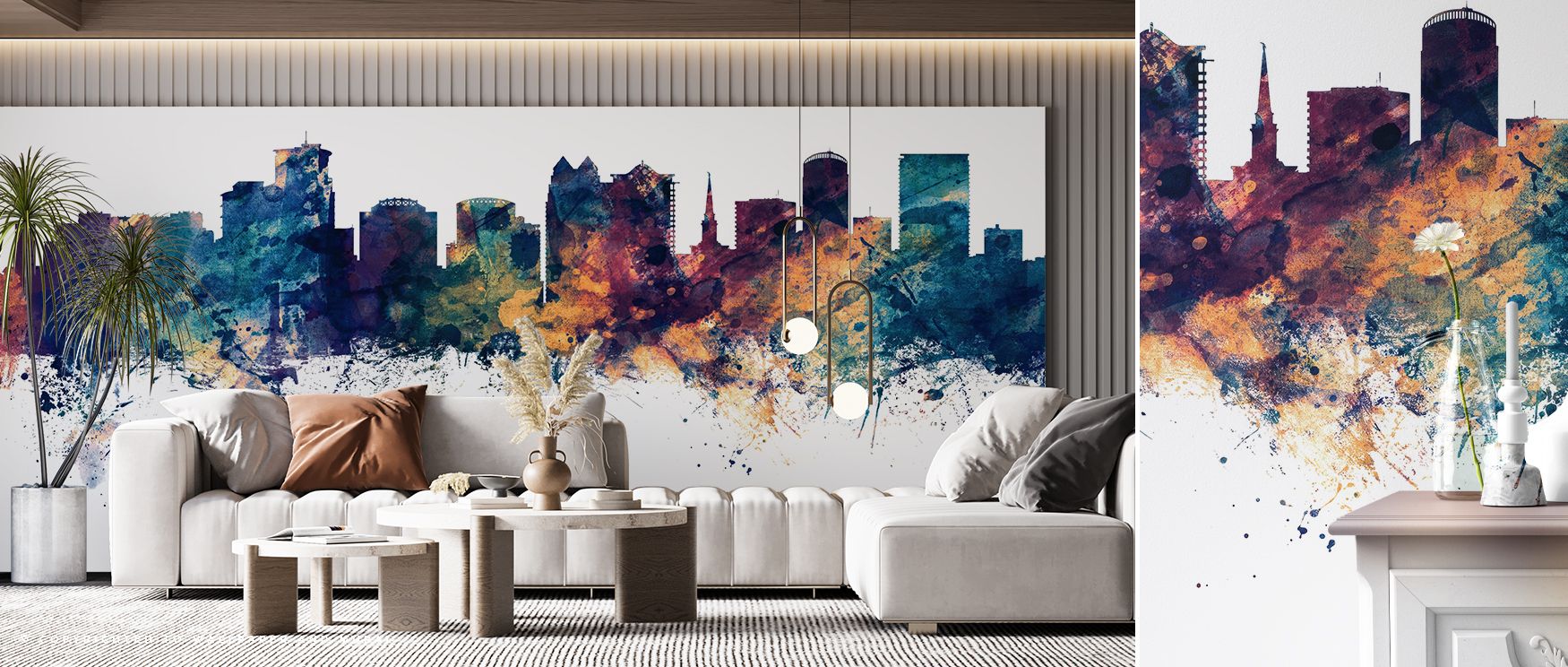 Orlando Florida Skyline Blue & Bronze Wallpaper reflects elegance through silhouettes layered in bronze and blue. Its imagery enriches bedrooms or offices, creating atmosphere filled with sophistication. Walls resonate with balance, turning interiors into