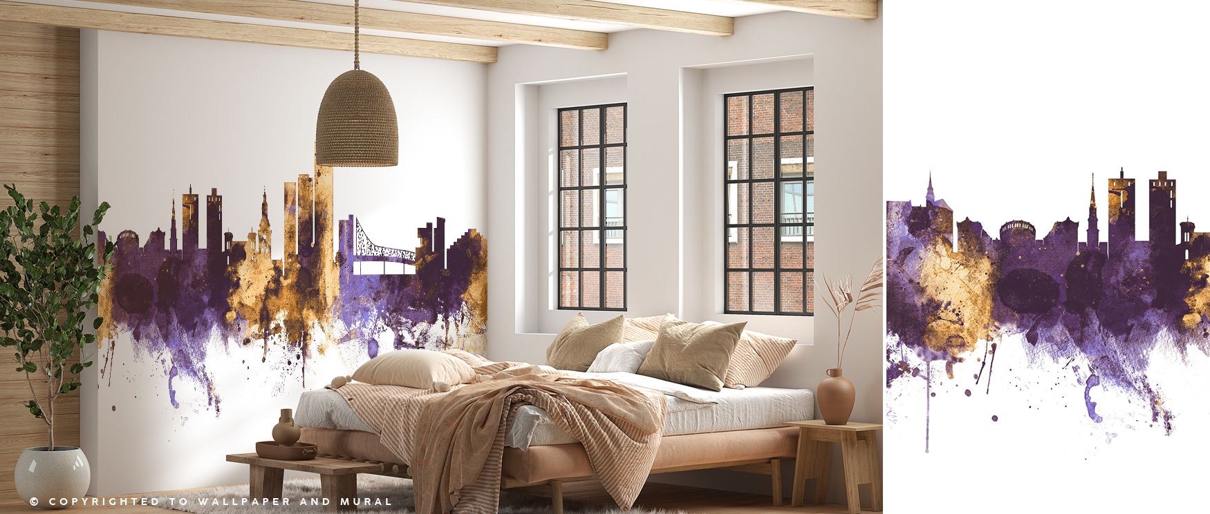 Oslo Skyline Purple & Gold Wallpaper reflects refinement through glowing silhouettes, where imagery conveys rhythm. Its design enriches bedrooms or offices, creating atmosphere alive with serenity. Walls resonate with composure, turning interiors into ref