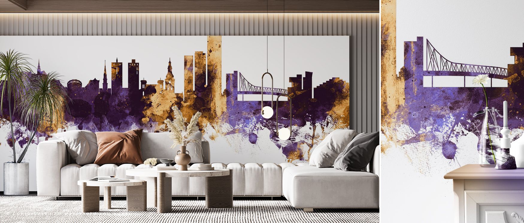 Elegance defines the Oslo Skyline Purple & Gold Wallpaper, where tones reflect luxury. Its design enriches bedrooms or offices, creating atmosphere filled with serenity. Walls resonate with charm, turning interiors into reflective spaces enriched with ref