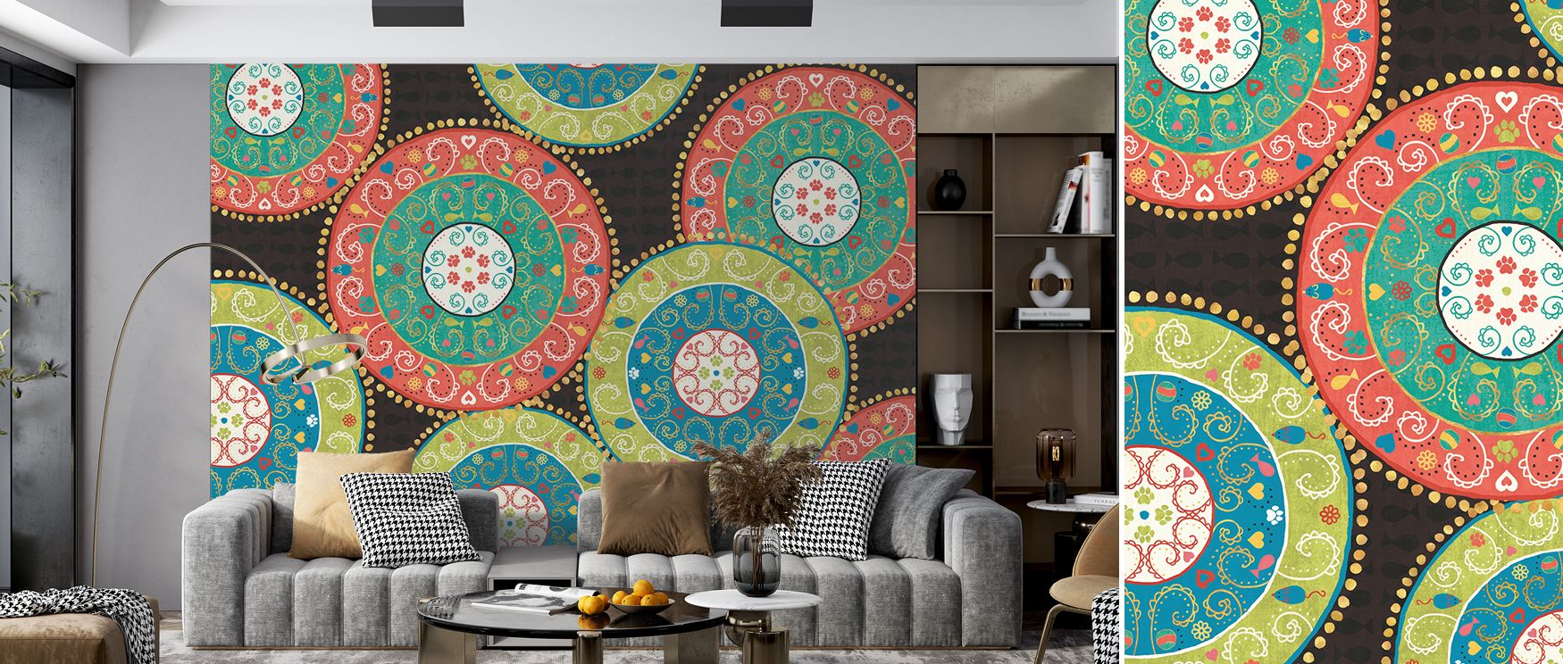 Otomi Cats VI Dark Wallpaper reflects creativity through bold imagery, where feline motifs convey rhythm. Its design enriches playrooms or nurseries, creating atmosphere filled with delight. Walls resonate with joy, shaping reflective spaces enriched with