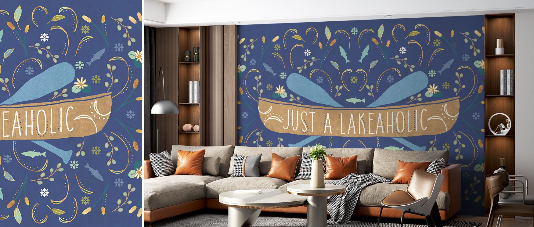 The Otomi Lake Dark Wallpaper offers enchanting design through whimsical imagery layered upon grounding tones that balance vibrancy and depth. Each motif carries imaginative energy, encouraging play and fantasy. The interplay between dark and light create