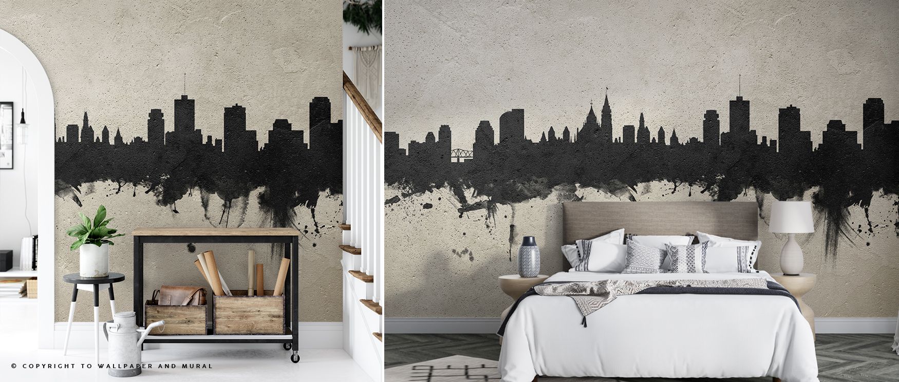 The Ottowa Canada Skyline Concrete Wallpaper rises with majestic silhouettes etched against concrete-inspired textures, combining the strength of architectural form with quiet artistic subtlety. Its balance of muted tones creates depth and calm, filling i