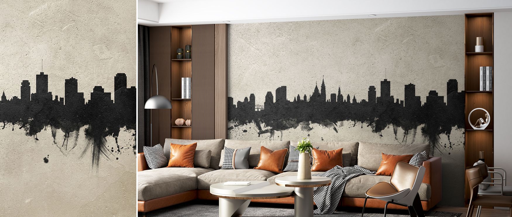 The Ottowa Canada Skyline Concrete Wallpaper captures the grandeur of heritage through architectural lines that rise gracefully over textured tones. Its muted palette balances strength with serenity, creating harmony across the surface. The skyline appear