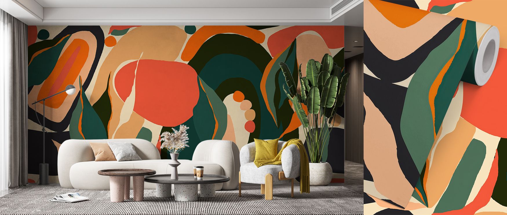 Across the Palm Desert Wallpaper, palm motifs convey openness, drawing the eye into desert clarity. The gentle repetition of forms suggests flow, while muted colors carry warmth. This composition radiates balance, turning walls into places of calm presenc