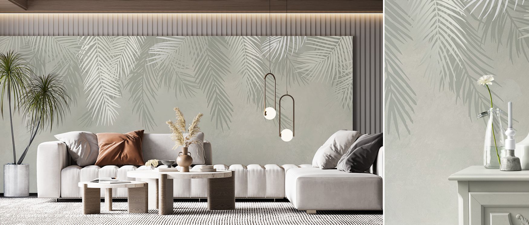 Flowing imagery defines the Palms Above Wallpaper, where palm motifs rise elegantly across gentle backdrops. Each detail radiates calm energy, suggesting movement and balance. The tones ground the vibrancy, filling interiors with serenity. This wallpaper 