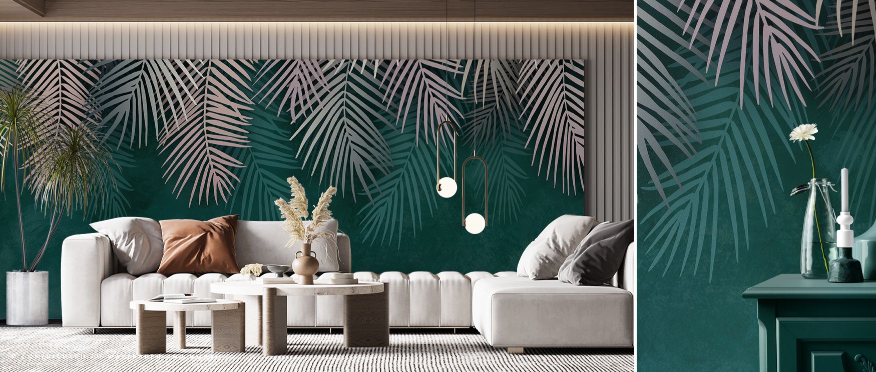 Vitality flows within the Palms Up Ahead Wallpaper as motifs reach upward with elegance, capturing tropical rhythm against soft backdrops. Each palm enriches the atmosphere with calm energy, offering openness and clarity. The design turns interiors into e