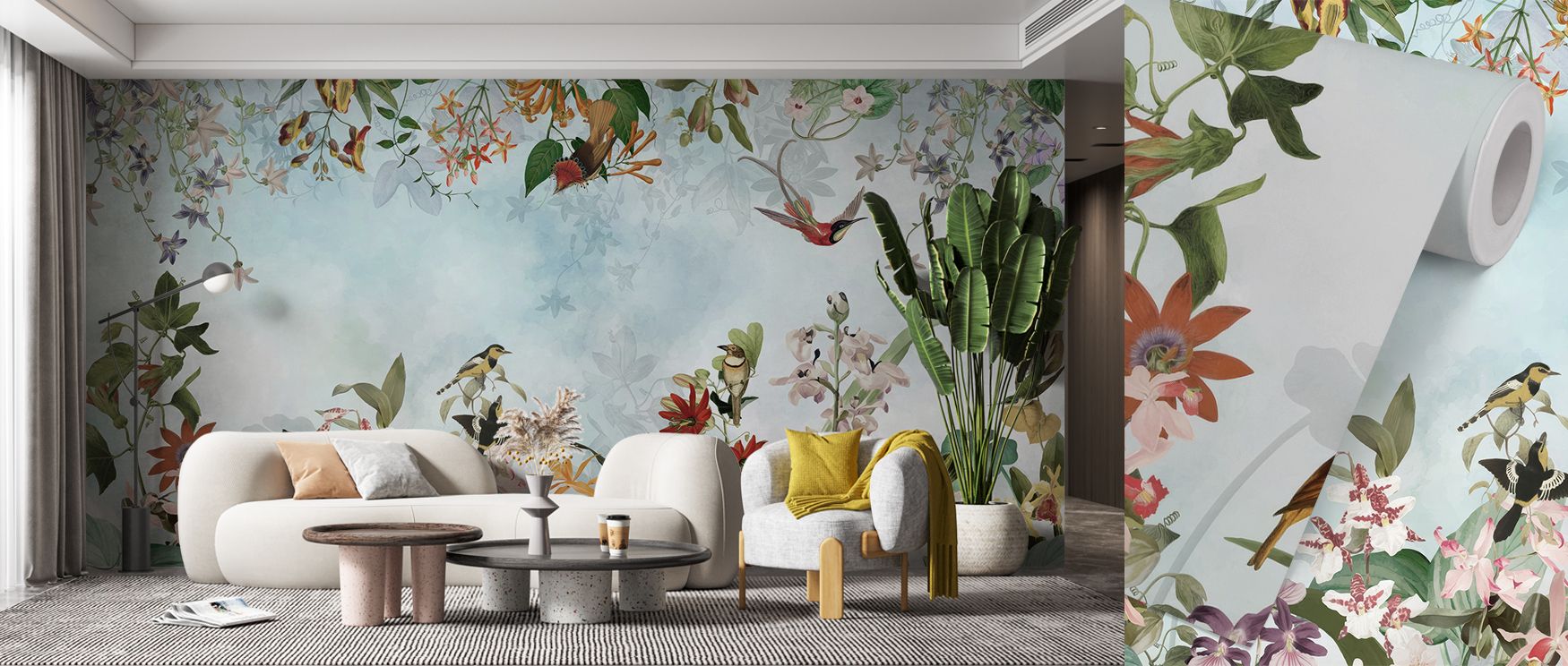 Layers of blue enrich the Paradise View Blue Wallpaper, capturing scenic essence within tranquil tones. Each motif radiates openness, offering interiors clarity. The design conveys calm beauty, filling walls with rhythm and balance. Suitable for bedrooms,
