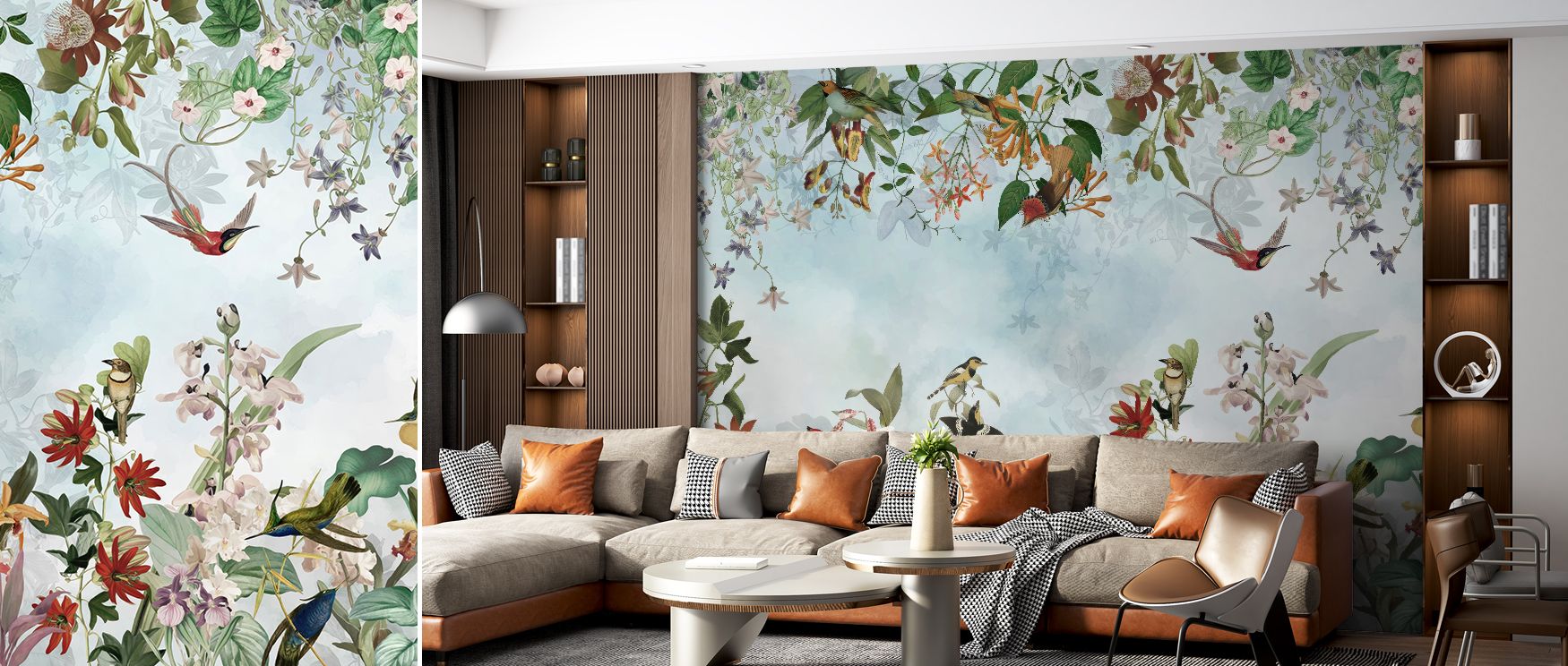 The Paradise View Blue Wallpaper radiates clarity through scenic tones of blue that stretch with rhythm across the surface. Each motif conveys calm charm, inspiring serenity and openness. The composition offers interiors spacious presence, filling walls w