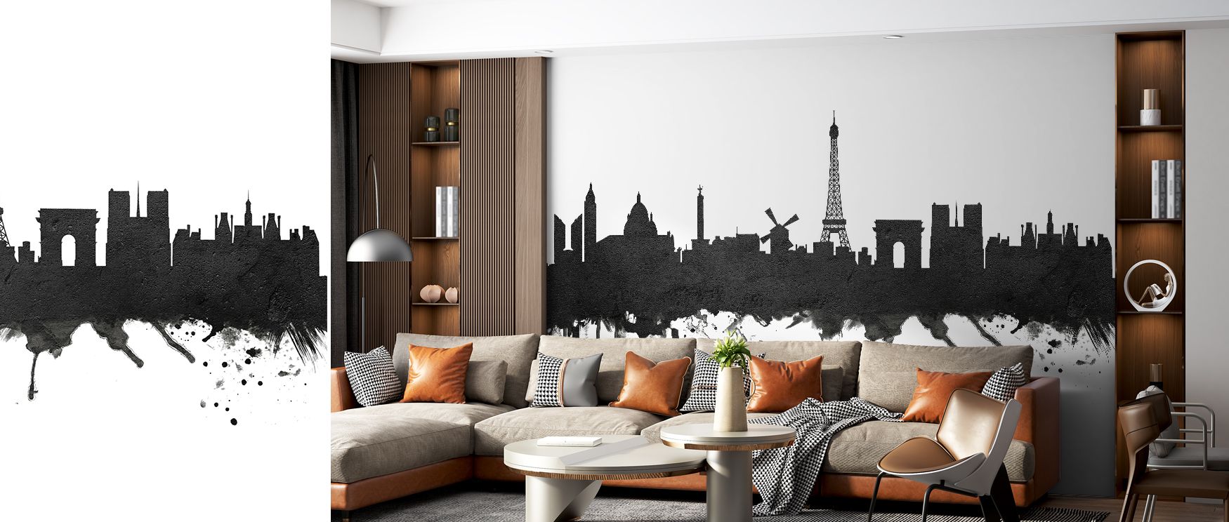 The Paris Skyline Black & White Wallpaper conveys refinement through architectural silhouettes balanced across monochrome palettes. Each element radiates timeless charm, creating atmosphere enriched with culture. The design provides calm rhythm, making in