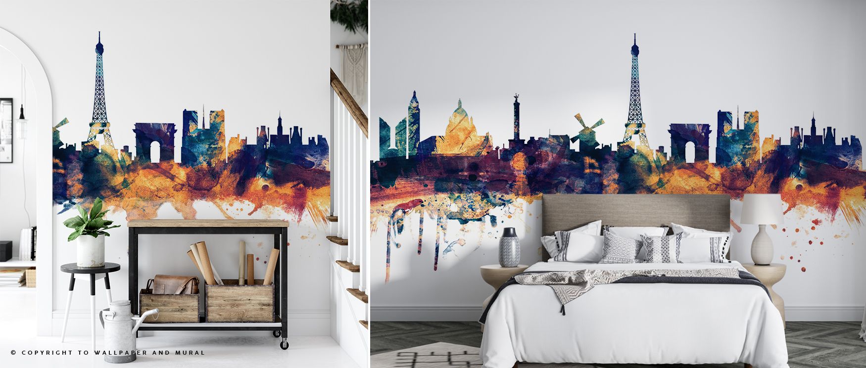 Paris Skyline Blue & Bronze Wallpaper radiates elegance through silhouettes layered over tones of deep bronze and calm blue. Each detail conveys heritage and refinement, offering rhythm to interiors. The design reflects cultural charm, transforming walls 