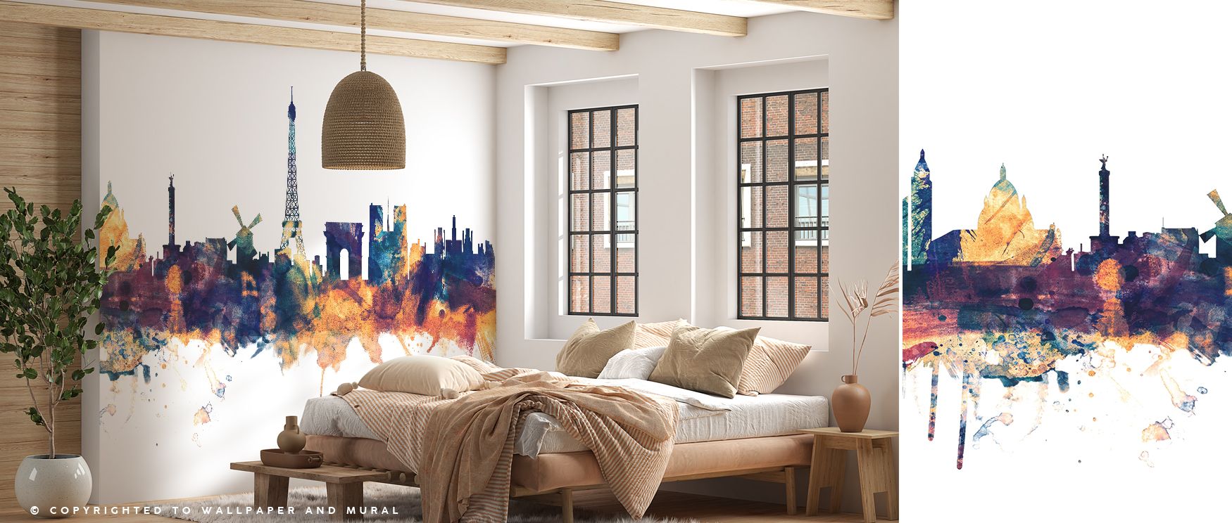 The Paris Skyline Blue & Bronze Wallpaper enriches interiors with heritage charm expressed through silhouettes cast against tones of bronze and blue. Each motif conveys strength, radiating clarity and refinement. The design balances warmth and serenity, t