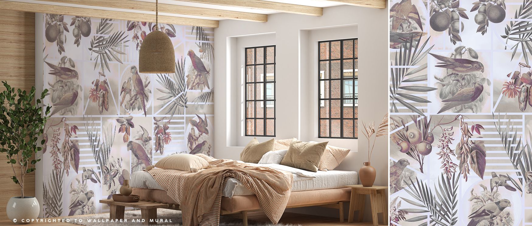 Parrots Study Wallpaper radiates vitality through vibrant motifs of parrots layered in rhythm across exotic tones. Each detail conveys motion, offering atmosphere of charm. The design reflects energy, turning walls into expressive surfaces filled with rhy
