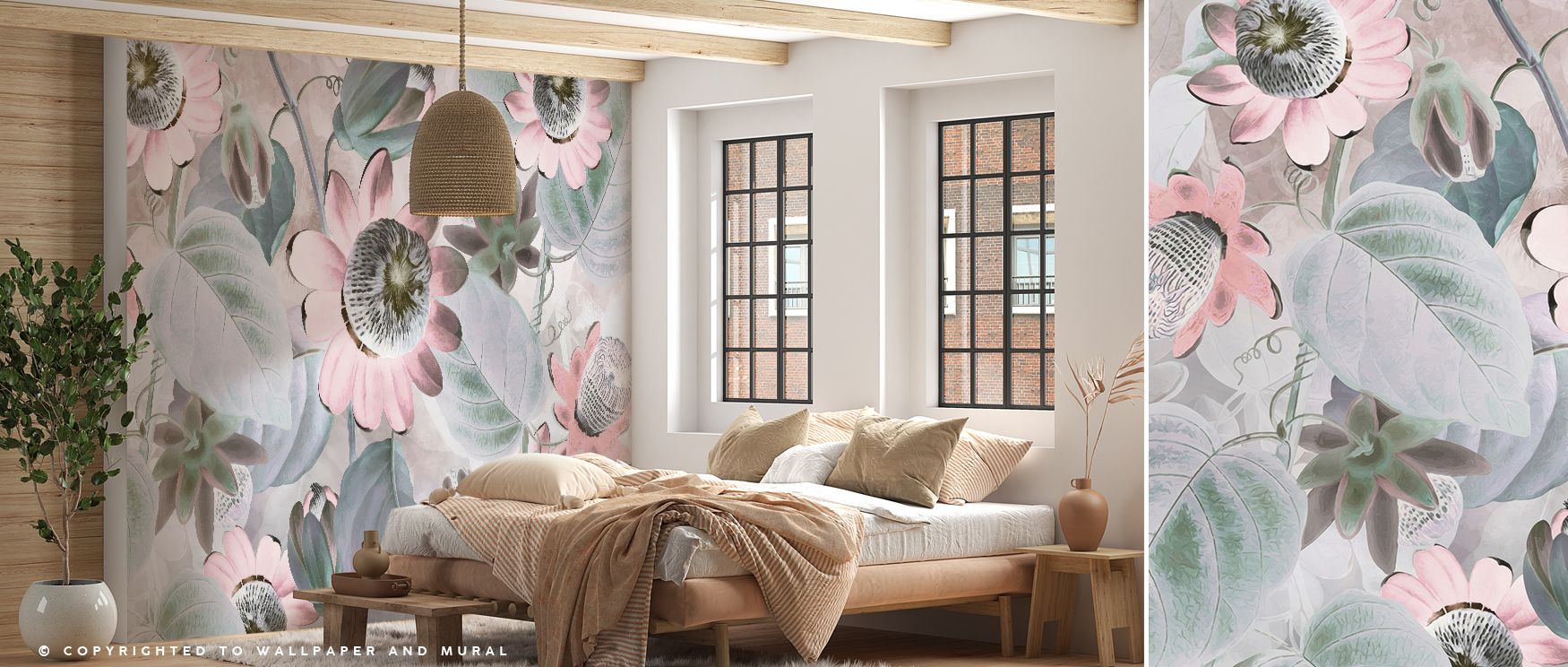 Passifloras Emerging Bright Red Wallpaper radiates energy through floral motifs layered across vibrant red tones. Each detail conveys vitality and movement, enriching interiors with rhythm. The design reflects exotic charm, turning walls into expressive c