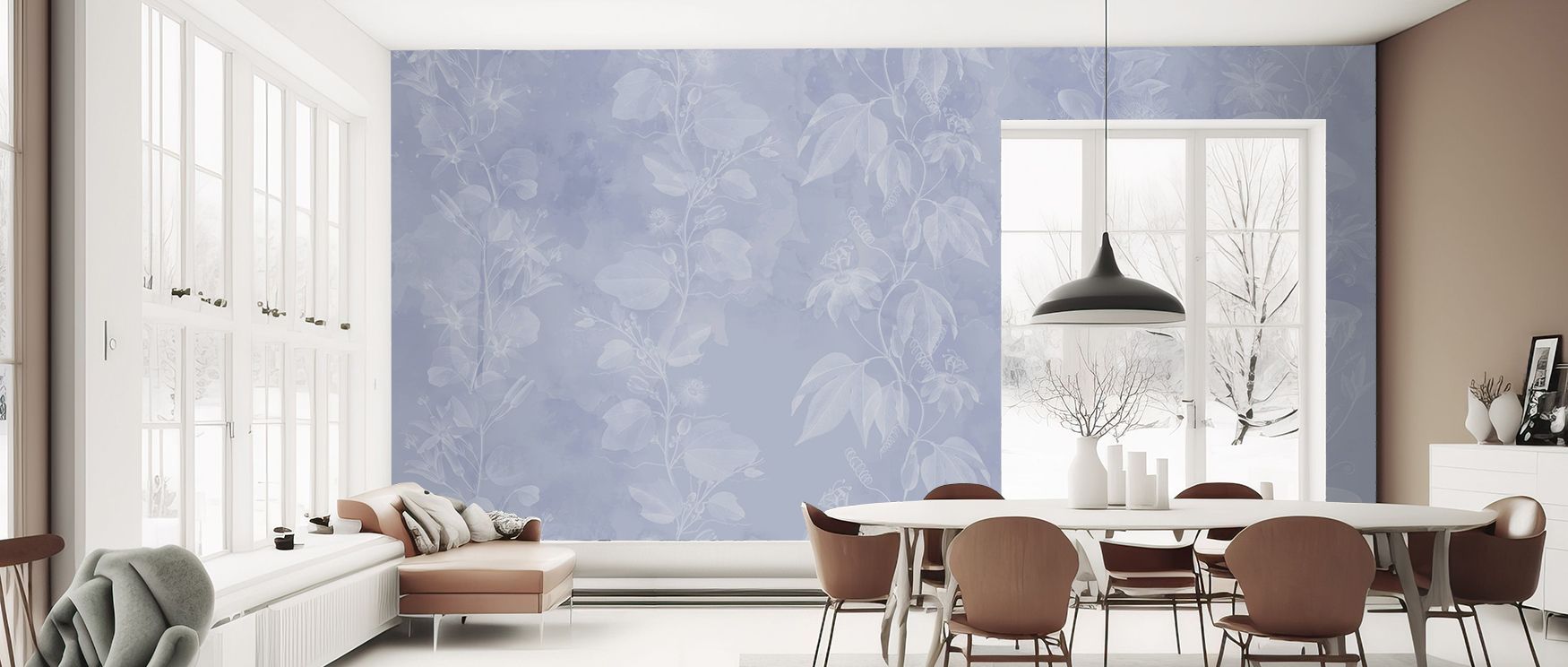 The Pastal Blue Floral Wallpaper enhances interiors with rhythm through flowers scattered across calming tones. Each motif conveys serenity, enriching spaces with balance. The design radiates charm, turning walls into horizons of floral grace. Perfect for