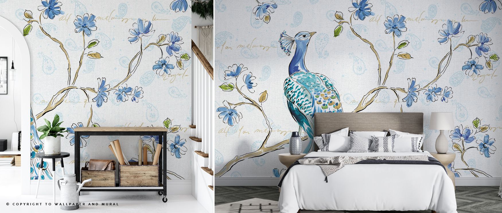 Grace flows through the Peacock Allegory White Wallpaper, where motifs of white peacocks enrich atmosphere with rhythm and elegance. Each element conveys clarity, offering calmness and refinement. The design radiates exotic artistry, turning walls into ex