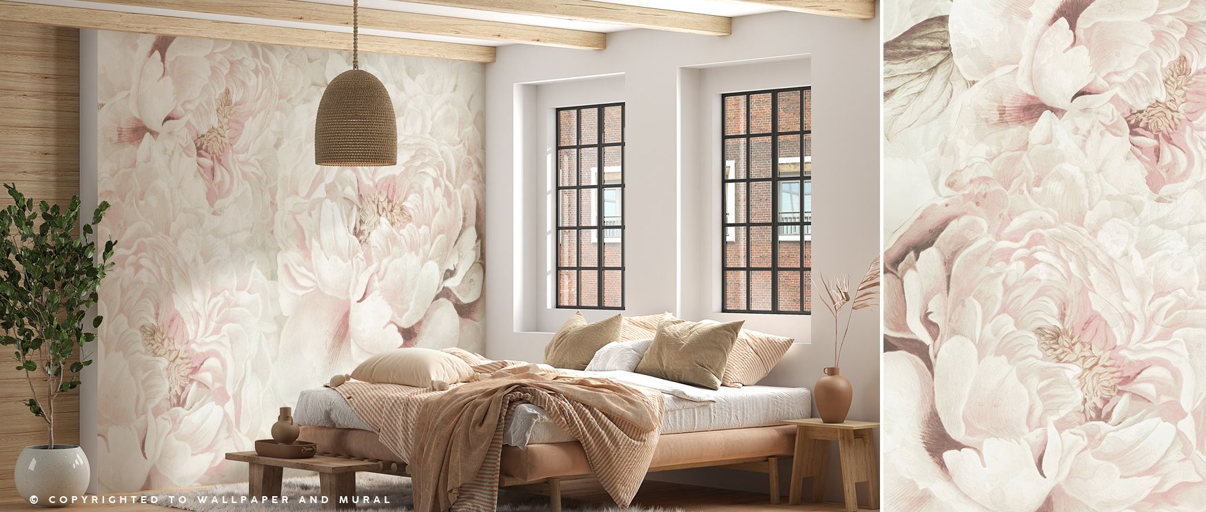 Pions Dream Wallpaper radiates floral serenity through peony motifs arranged across gentle tones. Each detail conveys charm, enriching atmosphere with elegance and rhythm. The design reflects natural refinement, turning walls into canvases of beauty. Perf